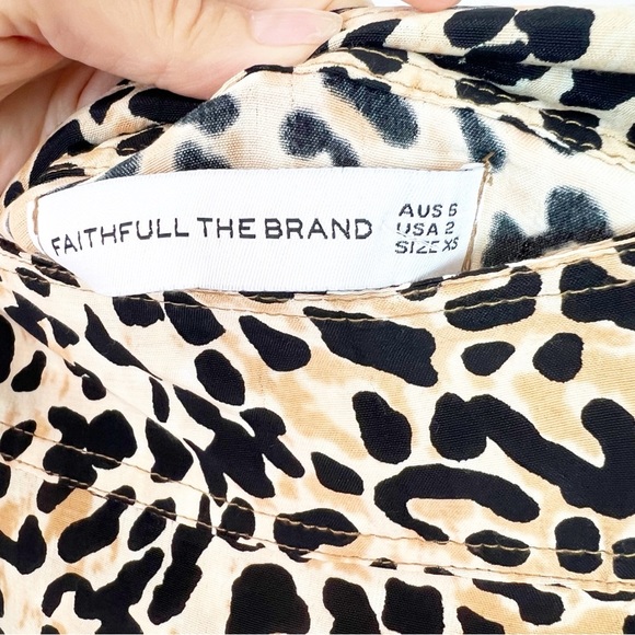 FAITHFULL THE BRAND ANTHROPOLOGIE BLACK BROWN LEOPARD WRAP SKIRT WOMENS SZ 2 - Picture 5 of 8